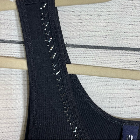 Gap Black Beaded Scoopneck Tank Top Sz M - Picture 5 of 6